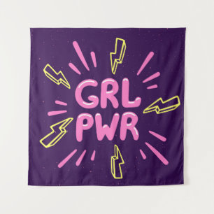 Girl power feminist slogan, violet background. wandkleed