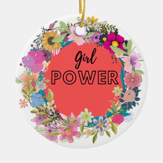 Girl Power Floral Design Keramisch Ornament (Voorkant)