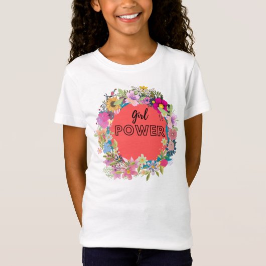 Girl Power Floral Design T-shirt (Voorkant)