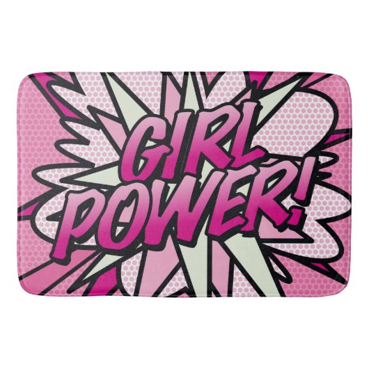 GIRL Power Fun Retro Comic Book Pop Art Badmat (Voorkant)