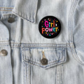 Girl Power Glossy Black Ronde Button 5,7 Cm (In situ)