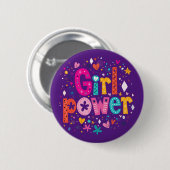 Girl Power Glossy Paars Ronde Button 5,7 Cm (Voorkant /achterkant)