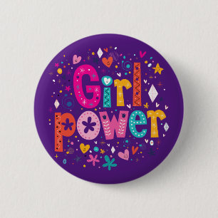 Girl Power Glossy Paars Ronde Button 5,7 Cm