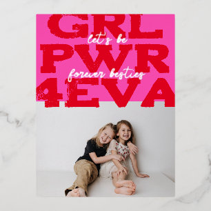 Girl Power Happy Galentine's Day met foto Folie Feestdagen Briefkaart