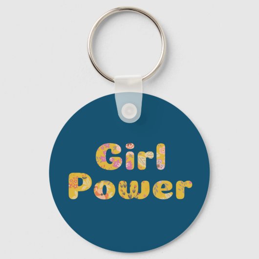 Girl Power Inspirerend Quote Floral Lettering Sleutelhanger (Voorkant)