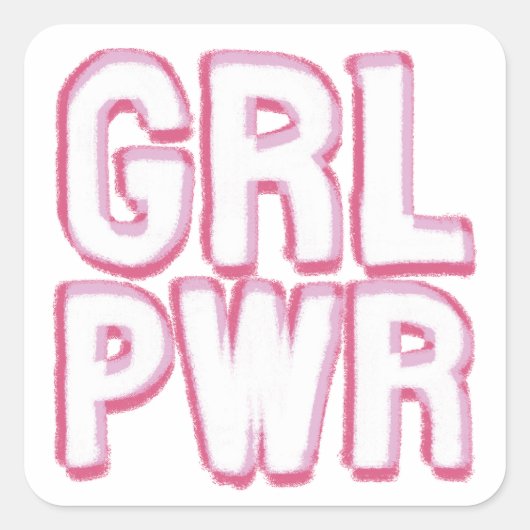 Girl Power Lettering Vierkante Sticker (Voorkant)
