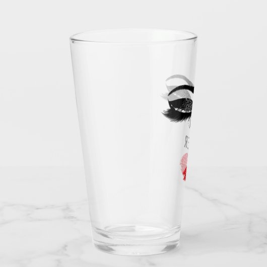 Girl Power Red Kiss Lips Makeup Vrijgezellenfeest Glas (Rechts)