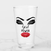 Girl Power Red Kiss Lips Makeup Vrijgezellenfeest Glas (Voorkant)