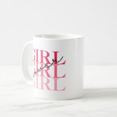 Girl Power | Roze Moderne Feminist Koffiemok (Voorkant links)