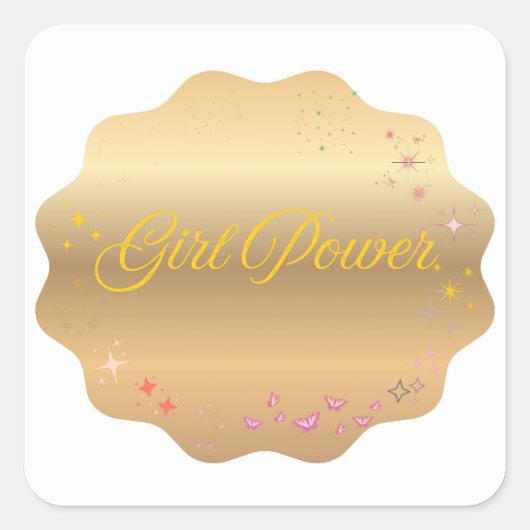Girl Power Shape Vierkante Sticker (Voorkant)