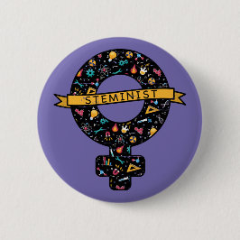 Girl Power: STEMinistisch symbool Ronde Button 5,7 Cm