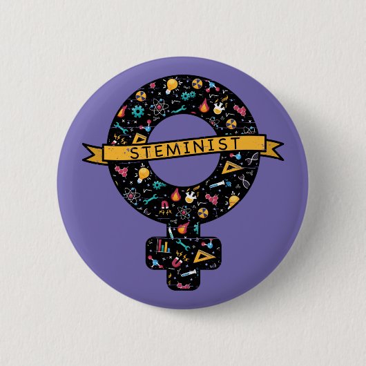 Girl Power: STEMinistisch symbool Ronde Button 5,7 Cm (Voorkant)
