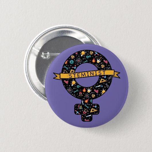 Girl Power: STEMinistisch symbool Ronde Button 5,7 Cm (Voorkant /achterkant)
