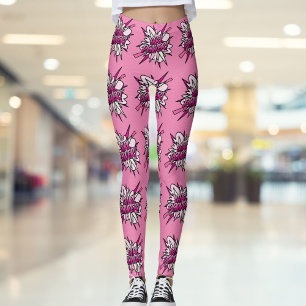 GIRL POWER Stripboek Pop Art Roze Leggings