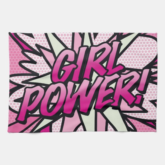 GIRL POWER Stripboek Pop Art Theedoek (Horizontaal)