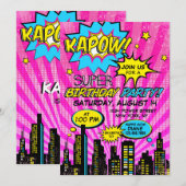 Girl Power Super Hero Comic Book Verjaardag Kaart (Voorkant / Achterkant)