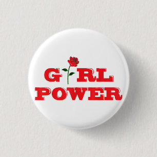 Girl Power T-Shirt - Geweldige Vrouwen Vrouw Femin Ronde Button 3,2 Cm