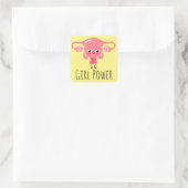 Girl Power / Uterus Puns / Uterus Jokes Vierkante Sticker (Tas)