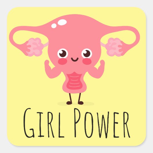 Girl Power / Uterus Puns / Uterus Jokes Vierkante Sticker (Voorkant)