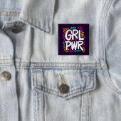 Girl Power Vierkante Button 5,1 Cm (In situ)
