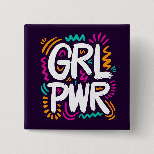 Girl Power Vierkante Button 5,1 Cm