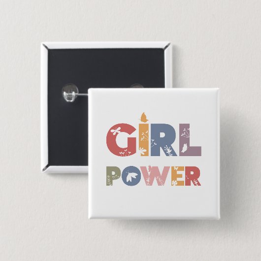 Girl Power Vierkante Button 5,1 Cm (Voorkant /achterkant)