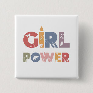 Girl Power Vierkante Button 5,1 Cm