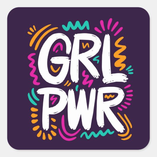 Girl Power Vierkante Sticker (Voorkant)