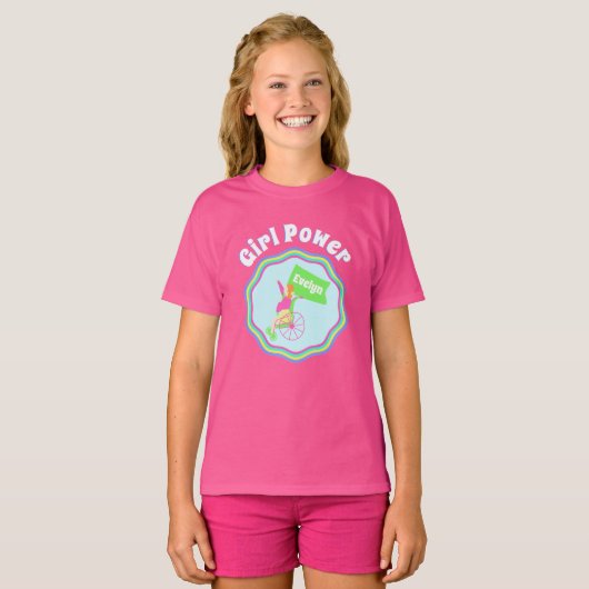 Girl Power Wheelstoel Persoonlijk T-shirt (Voorkant volledig)