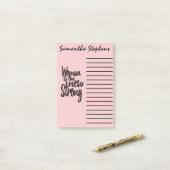 Girl Power Woman is de Nieuwe Sterk in Roze Zwart Post-it® Notes (Op bureau)