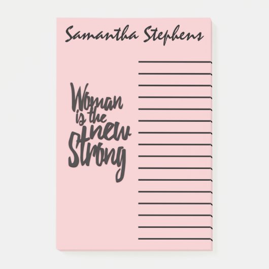 Girl Power Woman is de Nieuwe Sterk in Roze Zwart Post-it® Notes (Voorkant)