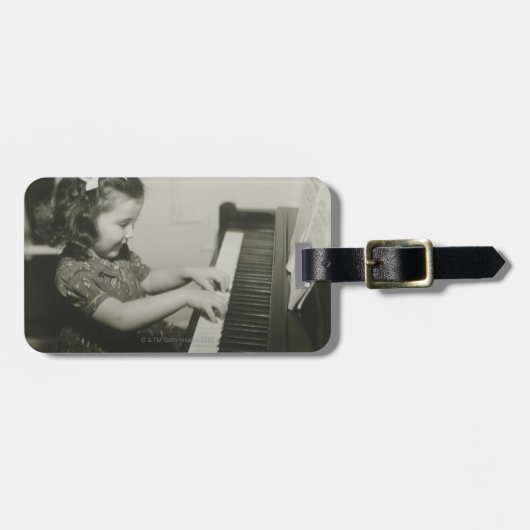 Girl Pplay Piano Bagagelabel (Voorkant horizontaal)