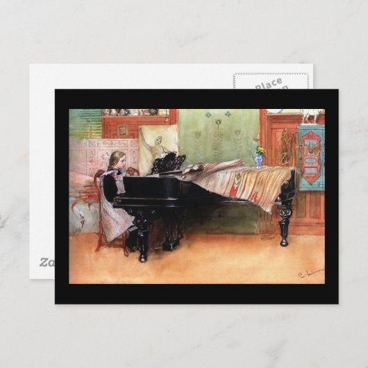 Girl Pplay Piano Briefkaart (Voorkant / Achterkant)