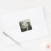 Girl Pplay Piano Vierkante Sticker (Envelop)