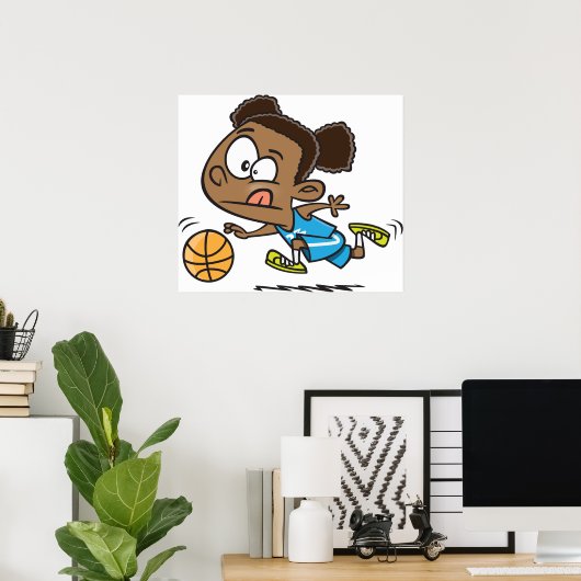 Girl Pplaying Basketball Poster (Thuiskantoor)