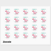 Girl Princess Dinosaur Pink & Blauwgroen Birthday Ronde Sticker (Vel)