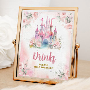 Girl Princess Royal Castle 5e verjaardag Drinken Poster