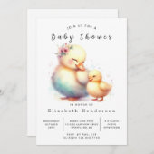 Girl Printable Duck Baby shower Kaart (Voorkant / Achterkant)