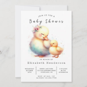 Girl Printable Duck Baby shower Kaart