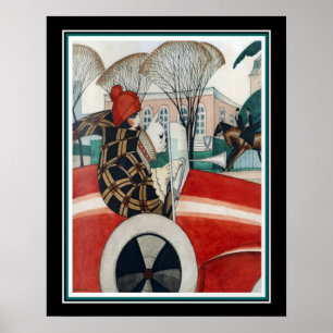 "Girl & Pug" Art Deco Afdruk van Gerda Wegener Poster