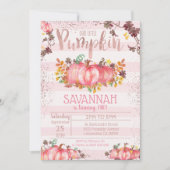 Girl Pumpkin 1st Birthday Invitation - Herfst Kaart (Voorkant)