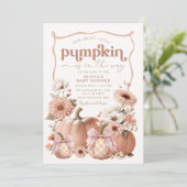 Girl Pumpkin Baby shower Bloemuitnodiging Kaart (Staand voorkant)