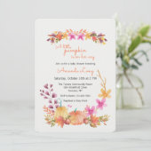 Girl Pumpkin Baby shower Kaart (Staand voorkant)