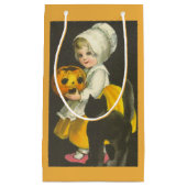 Girl Pumpkin Black Cat  Halloween Gift Bag Klein Cadeauzakje (Voorkant)