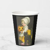 Girl Pumpkin Black Cat  Halloween Papieren Bekers (Achterkant)