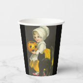 Girl Pumpkin Black Cat  Halloween Papieren Bekers (Voorkant)