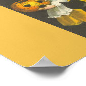 Girl Pumpkin Black Cat  Halloween Poster (Hoek)