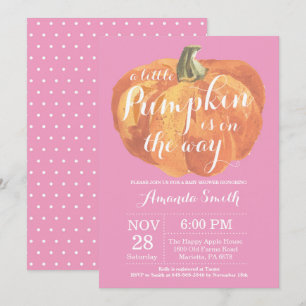 Girl Pumpkin Herfst Baby shower Invitation Pink Kaart