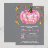 Girl Pumpkin Herfst Baby shower Pink en Gary Kaart (Voorkant / Achterkant)