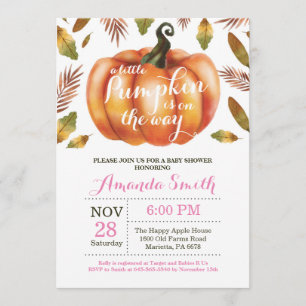 Girl Pumpkin Herfst Baby shower Uitnodiging